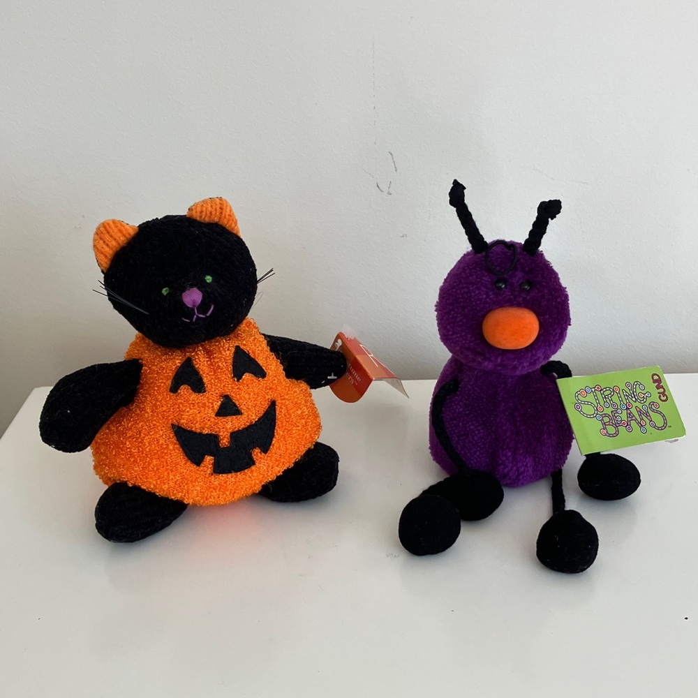 Russ Black and Orange Cat with GUND Purple Bug Plush Set